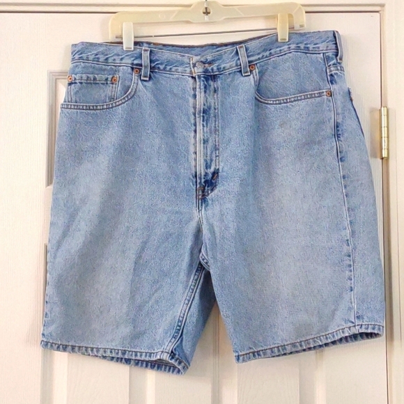 Levis 505 Jean Shorts Jorts Distressed Relaxed Fit Denim Vintage Y2K 2000 - Picture 1 of 11